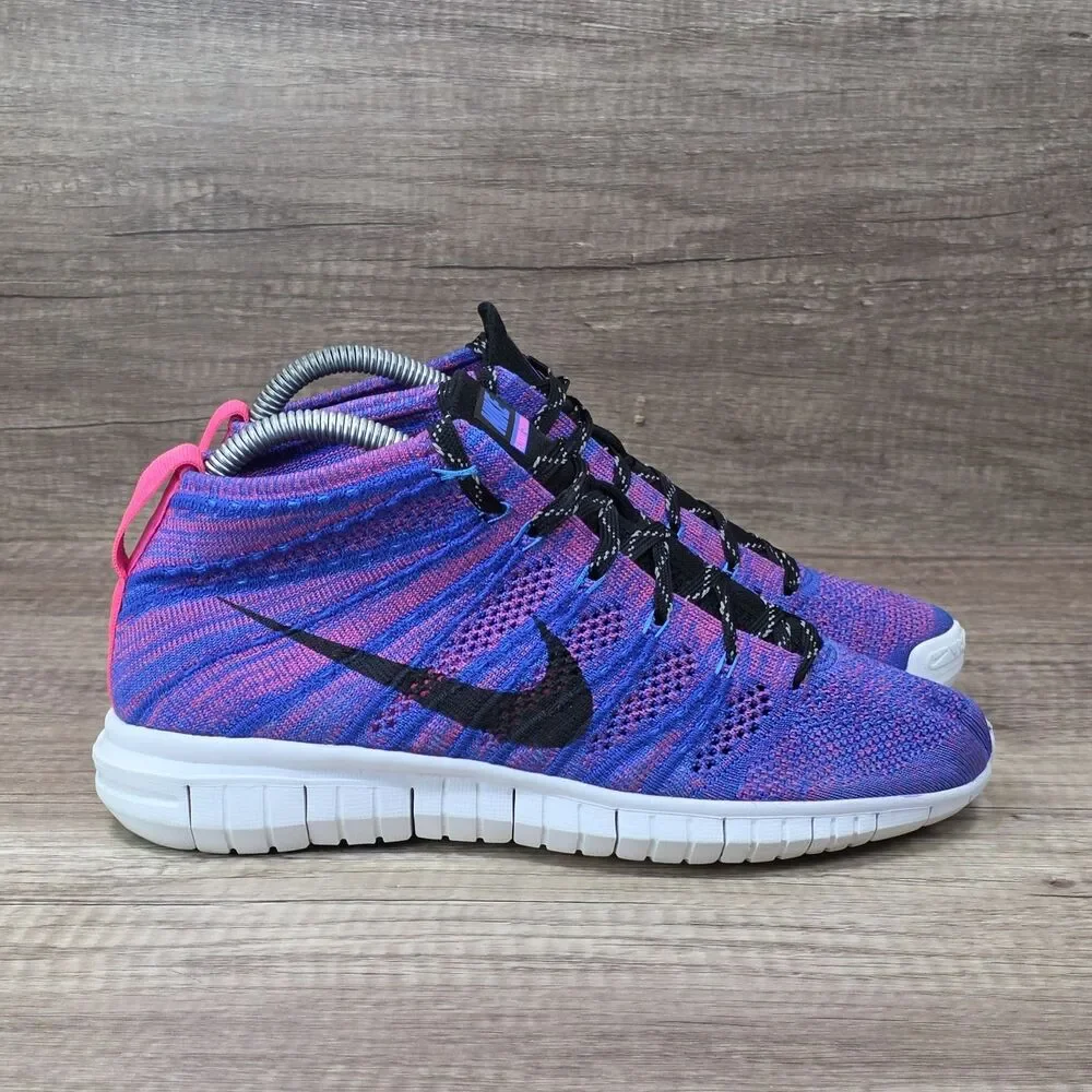 Nike Free Flyknit Chukka Women's Size 8 Blue Pink Running Shoes 639699-600